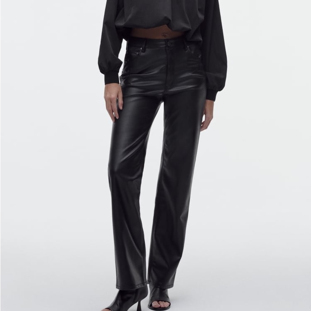 Zara black leather pants